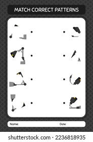 Match pattern game with desk lamp. worksheet for preschool kids, kids activity sheet