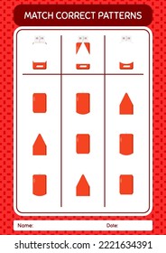Match pattern game with flashdisk. worksheet for preschool kids, kids activity sheet