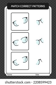 Match pattern game with glasses. worksheet for preschool kids, kids activity sheet