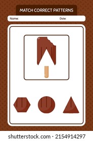 Match pattern game with ice cream. worksheet for preschool kids, kids activity sheet