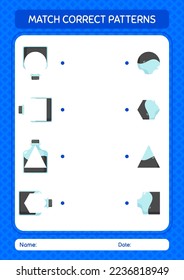 Match pattern game with ink bottle. worksheet for preschool kids, kids activity sheet