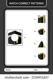 Match pattern game with kaaba. worksheet for preschool kids, kids activity sheet