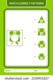 Match pattern game with ketupat. worksheet for preschool kids, kids activity sheet