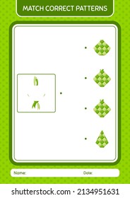 Coincide con el juego de patrones con ketupat. hoja de trabajo para niños de preescolar, hoja de actividades para niños