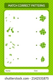 Match pattern game with ketupat. worksheet for preschool kids, kids activity sheet