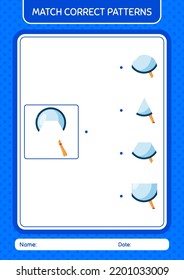 Match pattern game with magnifying glass. worksheet for preschool kids, kids activity sheet