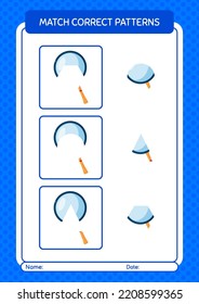 Match pattern game with magnifying glass. worksheet for preschool kids, kids activity sheet