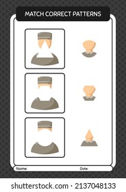 Match pattern game with male moslem. worksheet for preschool kids, kids activity sheet