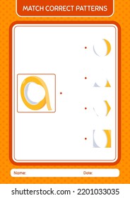 Match pattern game with masking tape. worksheet for preschool kids, kids activity sheet