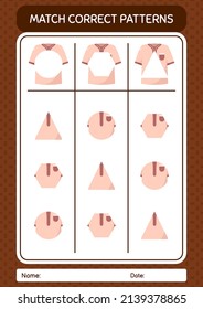 Match pattern game with moslem shirt. worksheet for preschool kids, kids activity sheet