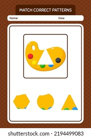 Match pattern game with paint palette. worksheet for preschool kids, kids activity sheet