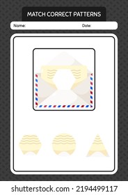 Match pattern game with paper mail. worksheet for preschool kids, kids activity sheet