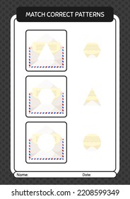 Match pattern game with paper mail. worksheet for preschool kids, kids activity sheet