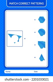 Match pattern game with paper plane. worksheet for preschool kids, kids activity sheet