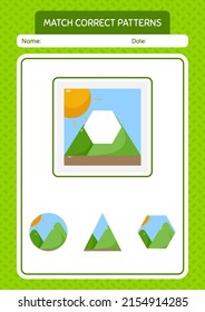 Match pattern game with photograph. worksheet for preschool kids, kids activity sheet