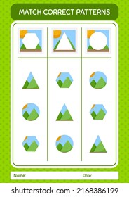 Coincidir juego de patrones con fotografía. hoja de trabajo para niños de preescolar, hoja de actividades para niños