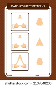 Match pattern game with praying. worksheet for preschool kids, kids activity sheet