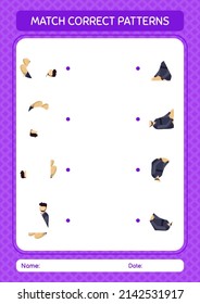 Match pattern game with praying. worksheet for preschool kids, kids activity sheet
