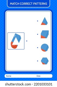 Match pattern game with rubber eraser. worksheet for preschool kids, kids activity sheet