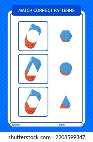 Match pattern game with rubber eraser. worksheet for preschool kids, kids activity sheet