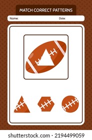 Juego de patrones con rugby. hoja de trabajo para niños de preescolar, hoja de actividades para niños
