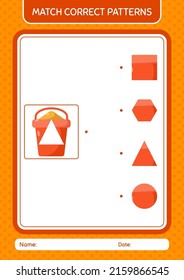 Match pattern game with sand bucket. worksheet for preschool kids, kids activity sheet