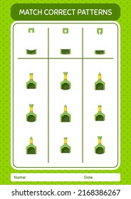 Match pattern game with sand shovel. worksheet for preschool kids, kids activity sheet