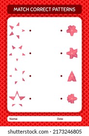 Match pattern game with seastar. worksheet for preschool kids, kids activity sheet