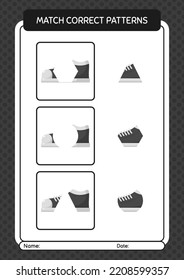 Match pattern game with shoes. worksheet for preschool kids, kids activity sheet