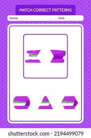 Match pattern game with stapler. worksheet for preschool kids, kids activity sheet