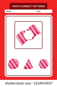 Match pattern game with towel. worksheet for preschool kids, kids activity sheet