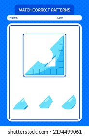 Match pattern game with triangle ruler. worksheet for preschool kids, kids activity sheet