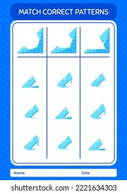 Match pattern game with triangle ruler. worksheet for preschool kids, kids activity sheet