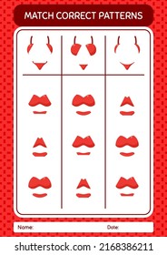 Match pattern game with underwear. worksheet for preschool kids, kids activity sheet
