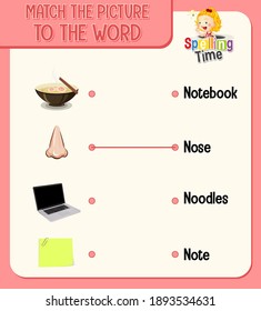 Match the picture to the word worksheet for children illustration
