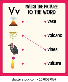 Match the picture to the word worksheet for children illustration