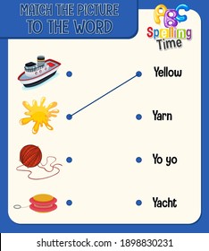 Match the picture to the word worksheet for children illustration