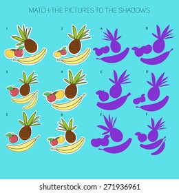 Match the pictures to their shadows child game vector illustration 5