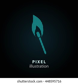 Match - pixel icon. Vector Illustration. Design logo element. Isolated on black background. It is easy to change to any color.