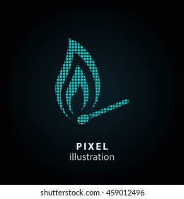 Match - pixel icon. Vector Illustration. Design logo element. Isolated on black background. It is easy to change to any color.