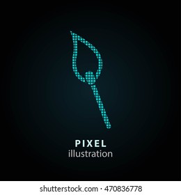 Match - pixel icon. Vector Illustration. Design logo element. Isolated on black background. It is easy to change to any color.