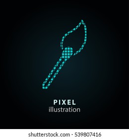 Match - pixel icon. Vector Illustration. Design logo element. Isolated on black background. It is easy to change to any color.