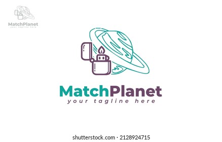 Match planet logo design. vector