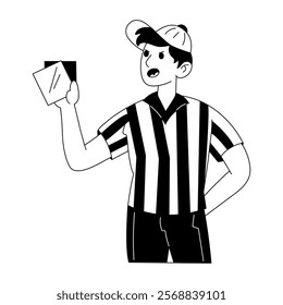 Match referee illustration in hand drawn style 

