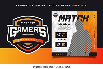 Match Result E-sports Gaming Banner Template for social media with GamersTournament Logo