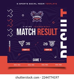 Match Result E-sports Gaming Banner Template for social media Flyer with Logo