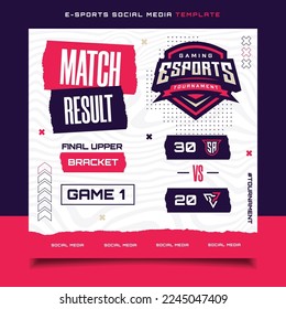 Match Result E-sports Gaming Banner Template for social media Flyer with Logo