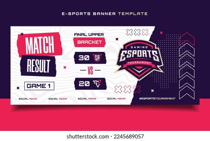 Match Result E-sports Gaming Banner Template for social media Flyer with Logo