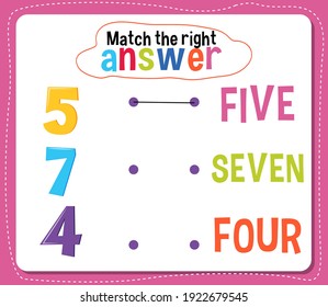 Match the right answer activity for kids illustration