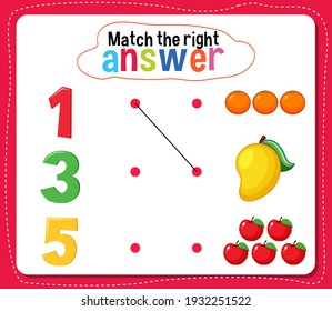 Match the right answer activity for kids illustration